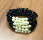 Pearl Stretch Bead Bracelet-Black