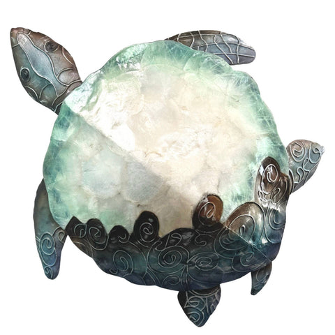 Blue Sea Turtle  Capiz & Metal Wall Art - Large
