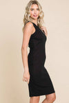 Crew Neck Solid Midi Tank Dress