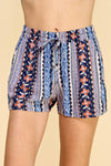 Vertical navy/rust floral