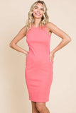 Crew Neck Solid Midi Tank Dress