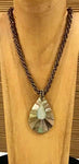 Carved Shell Teardrop Necklace