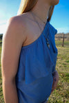 Ticket to Ride One-Shoulder Chambray Top