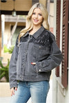 CHARCOAL BUTTON DOWN FRONT POCKET DENIM JACKET