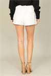 White tie front shorts