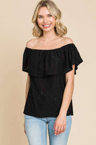 Loose Fit Off Shoulder Ruffle Tube Top