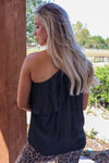 Ticket to Ride One-Shoulder Chambray Top