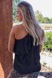 Ticket to Ride One-Shoulder Chambray Top