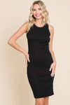 Crew Neck Solid Midi Tank Dress