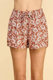 Rust/cream Floral Shorts