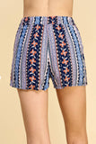 Vertical navy/rust floral