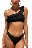 One Shoulder Ruffle Bikini- 2pc Set