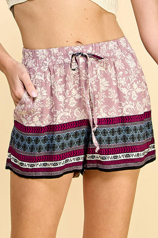 Mauve Floral Shorts