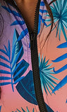 Pink Tropical Print One Piece Swimsuit