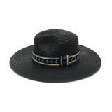Straw Panama Hat With Aztec Band
