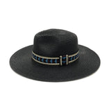 Straw Panama Hat With Aztec Band