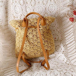 Crochet Straw Tote Backpack