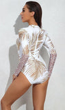 White Tropical Print One Piece Swimsuit