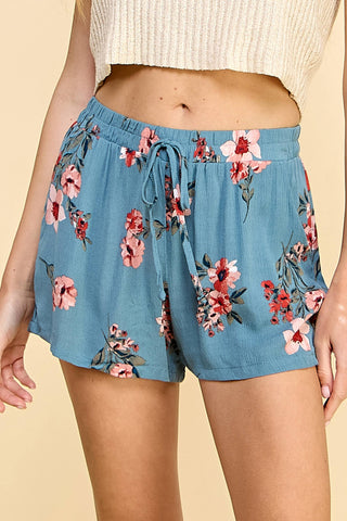 Winslow Collection - TROPICAL FLORAL ELASTIC TIE WAIST SHORTS
