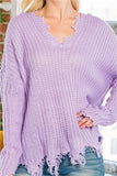 LAVENDER TASSLE DETAIL CROCHET SWEATER