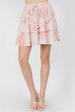BLUSH ELASTIC WAIST LAYERED RUFFLE SKIRT