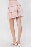 BLUSH ELASTIC WAIST LAYERED RUFFLE SKIRT