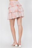 BLUSH ELASTIC WAIST LAYERED RUFFLE SKIRT