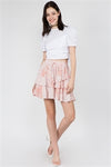 BLUSH ELASTIC WAIST LAYERED RUFFLE SKIRT