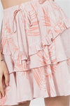 BLUSH ELASTIC WAIST LAYERED RUFFLE SKIRT