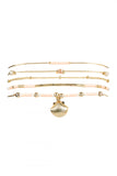 PINK CAST METAL CLAM SHAPE CHARM BRACELET SET