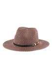 PANAMA BRIM SUMMER HAT WITH LEATHER STRAP