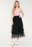 ASYMMETRICAL LAYERED HEM TULLE SKIRT