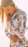 Cream Tropical Print One Piece Swimsuit
