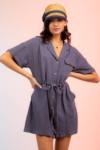 Belted Button Down Romper