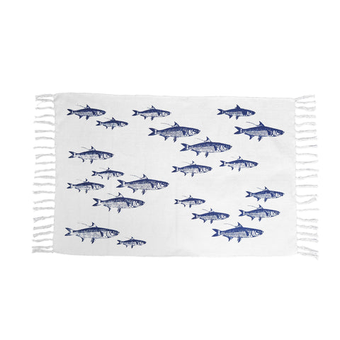 Blue School Of Fish Dhurrie Floor Mat