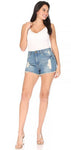 High Waist Distressed Stretch Denim Shorts