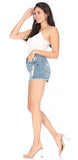 High Waist Distressed Stretch Denim Shorts