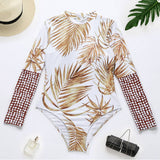 White Tropical Print One Piece Swimsuit