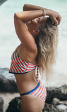 Cute Orange Stripe Bandeau Tankini